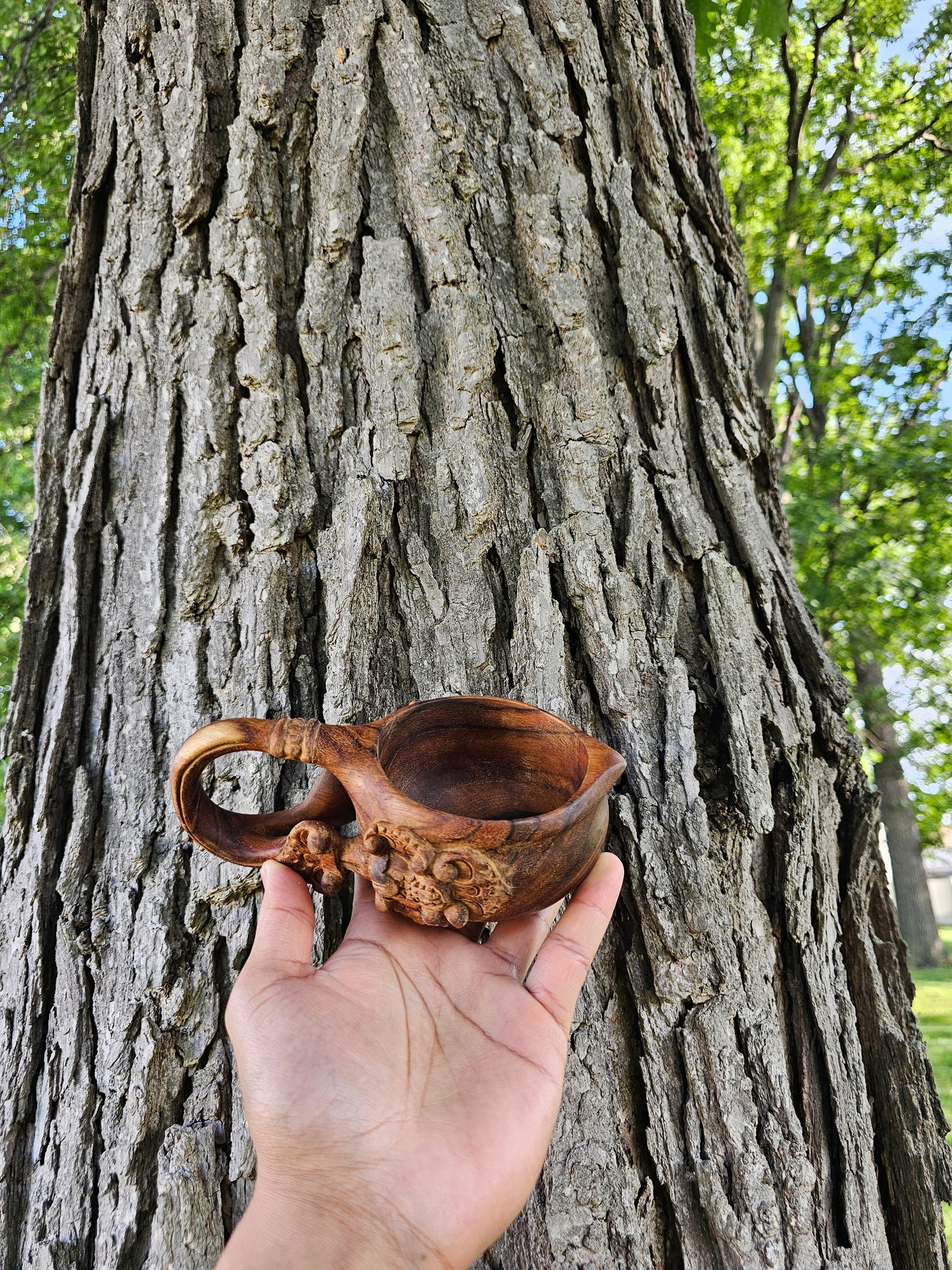 Kuksa Wood Mug "Balinese Style" [ free one spoon ]