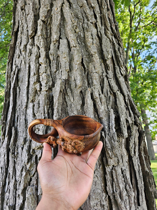 Kuksa Wood Mug "Balinese Style" [ free one spoon ]