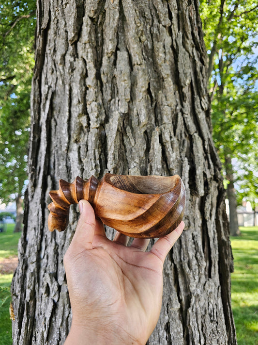 Kuksa Wooden Mug SeaHorses Style [ free one spoon ]