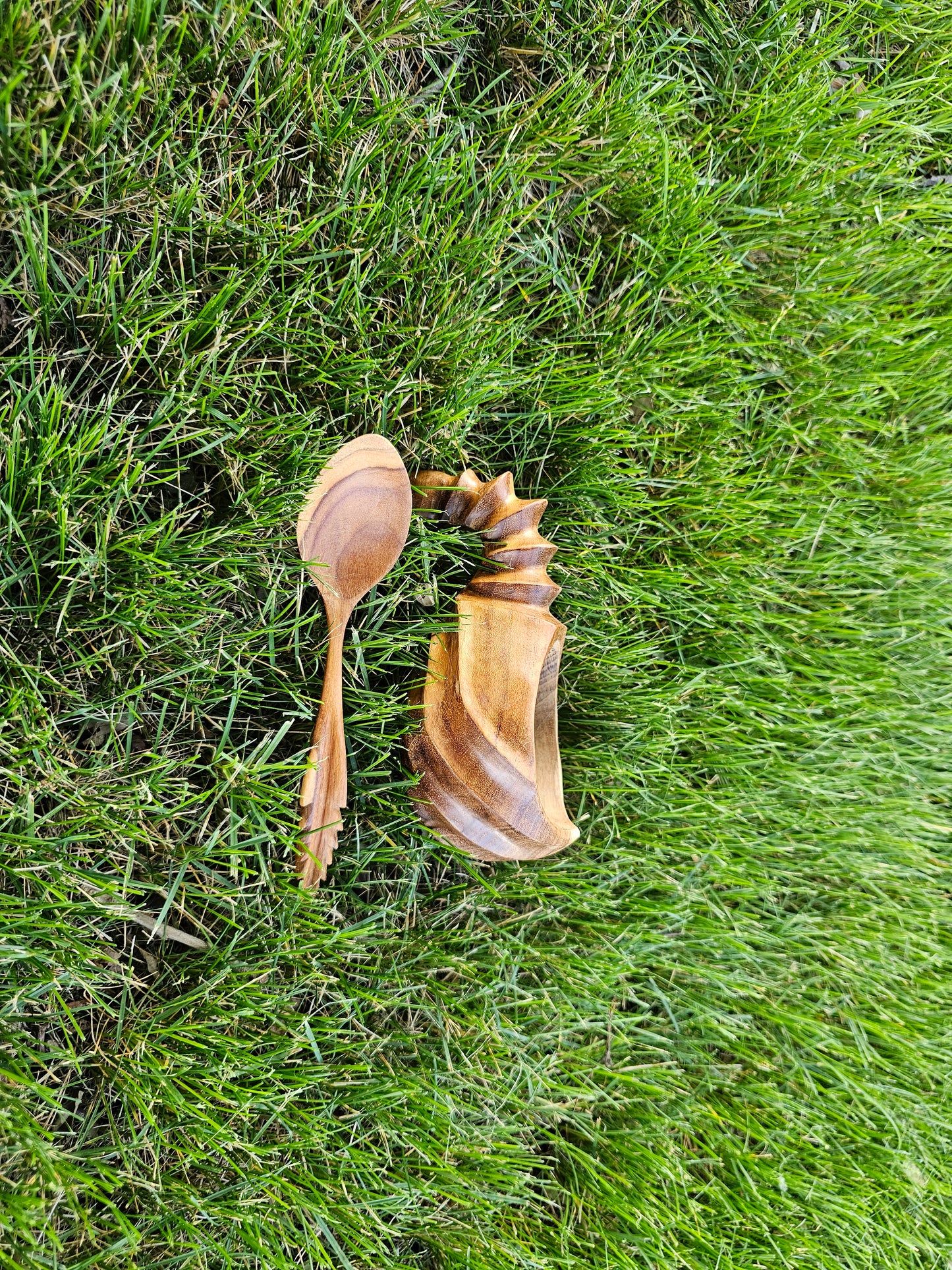 Kuksa Wooden Mug SeaHorses Style [ free one spoon ]