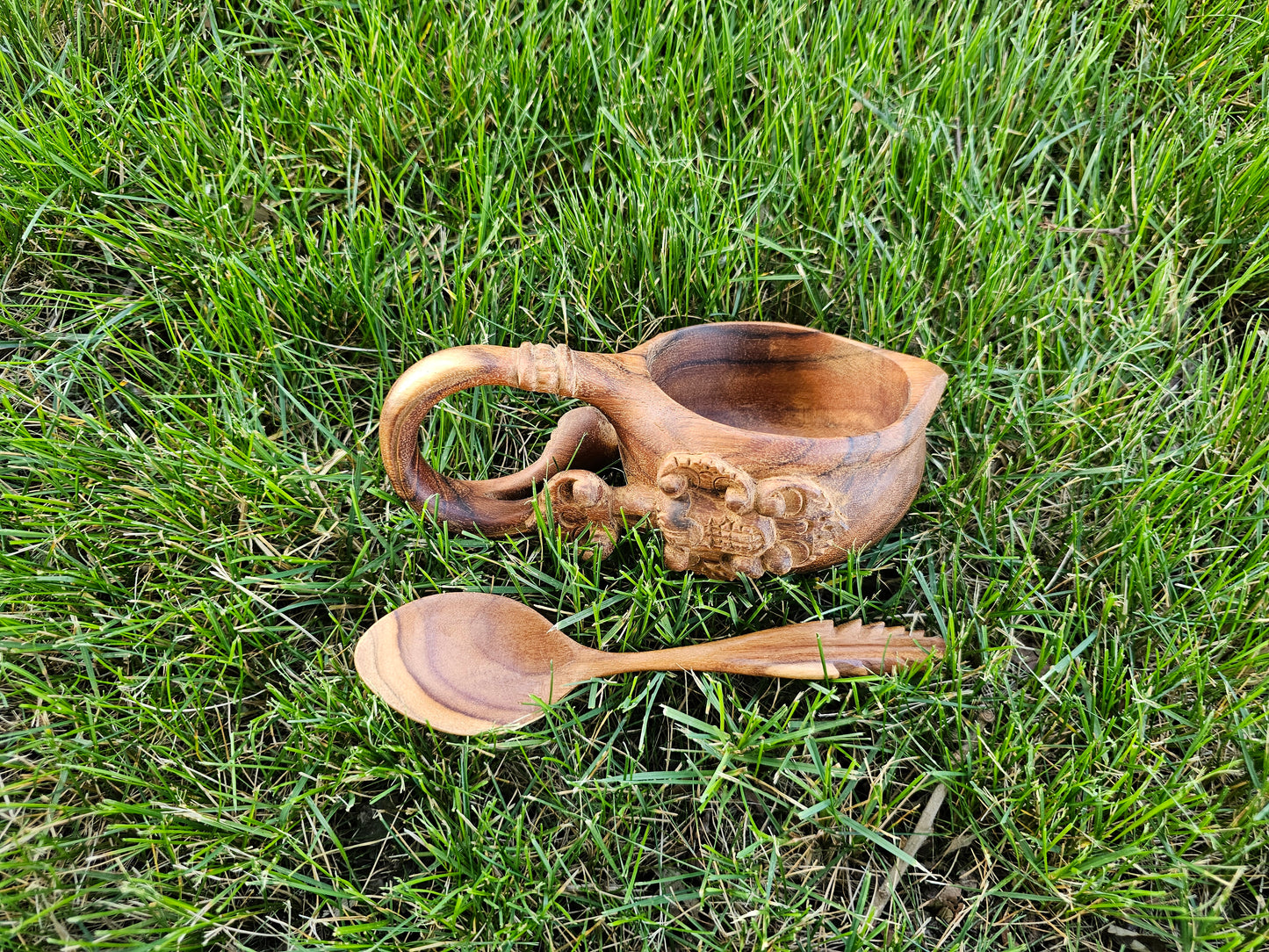 Kuksa Wood Mug "Balinese Style" [ free one spoon ]