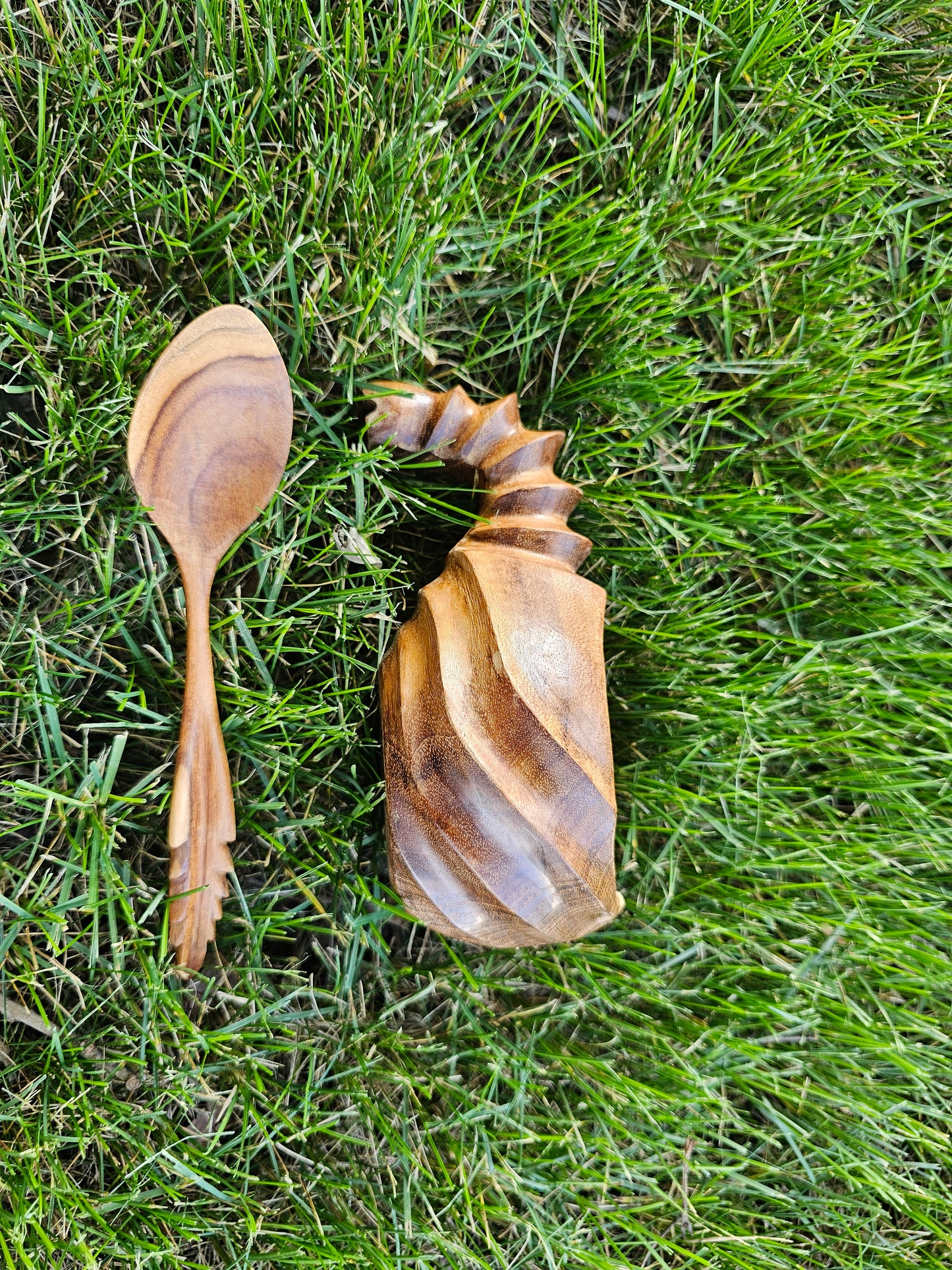 Kuksa Wooden Mug SeaHorses Style [ free one spoon ]